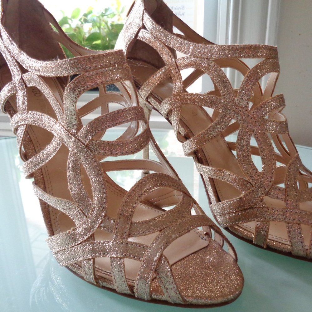 Sparkly Gold High Heel Sandals - Picture 2 of 7